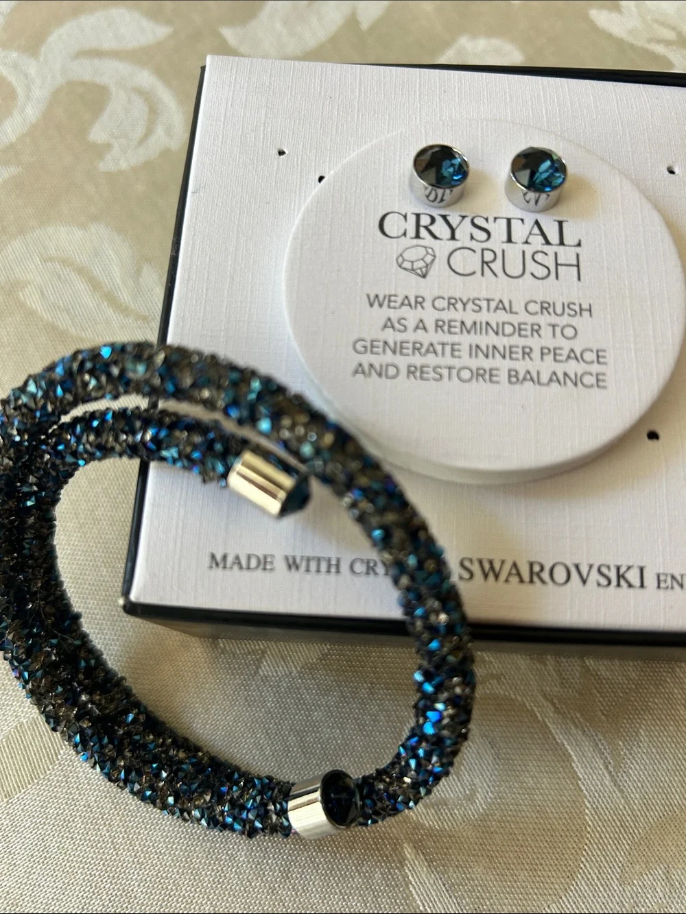 Sparkle Wrap Bracelet and Stud Earring Set in Teal Blue